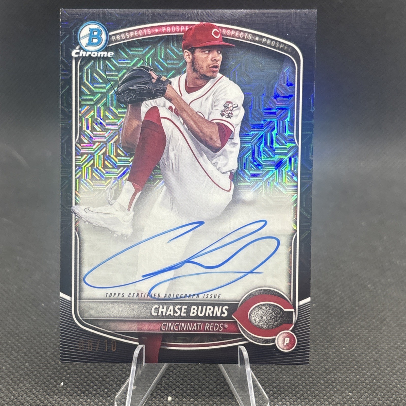 2025 Bowman Chrome Prospect Autographs Chase Burns Black Mojo BMC-CB /10 (RC)