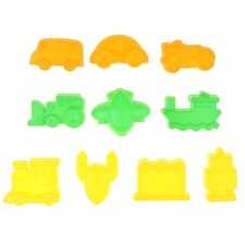 10 Pieces of Plastic Sea-Land-Air Vehicle Molds Kids Beach Sandcastle Toy