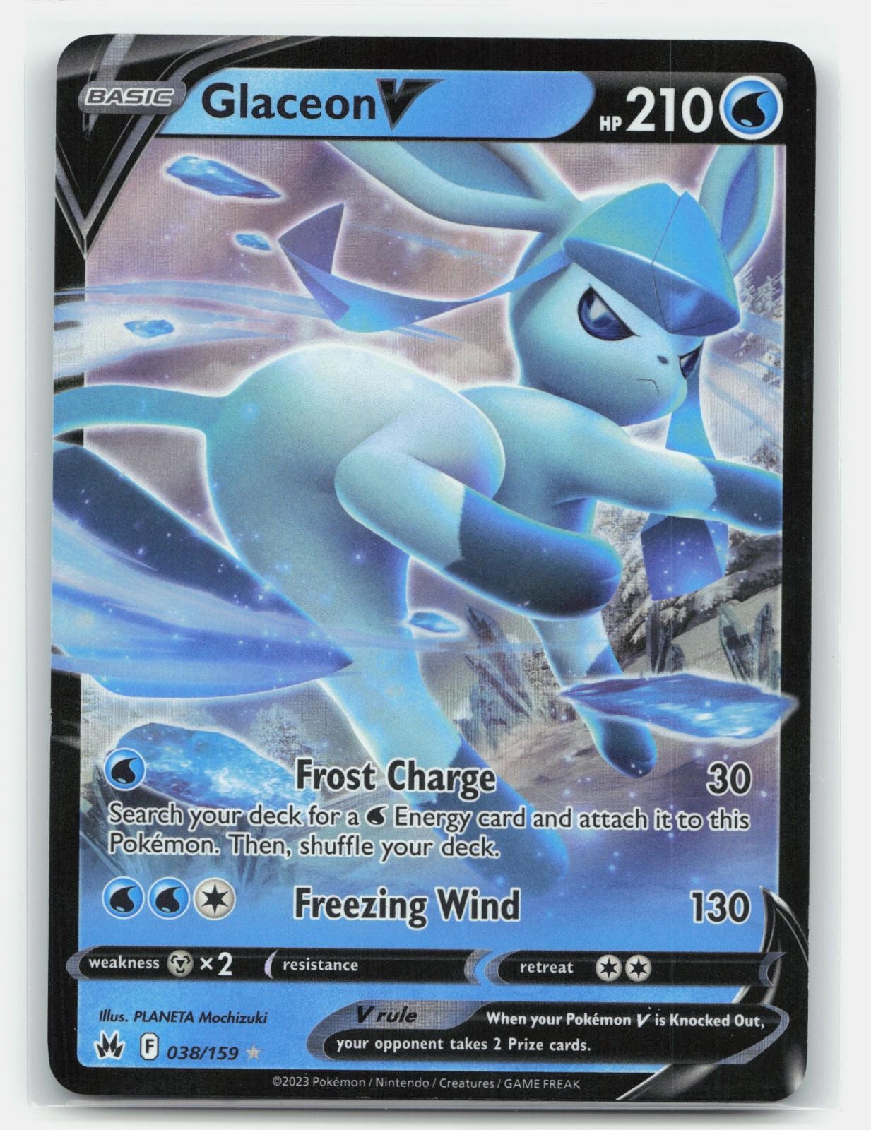 Glaceon V 038/159 Holo V Rare Crown Zenith Pokemon Near Mint