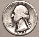 1942-P Washington Silver Quarter - Very Good - #3665EA