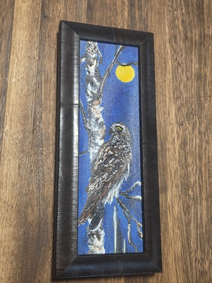 #ad Framed Sharp Shinned Hawk Oil Painting On Canvas Small Artisan Signed $17.49