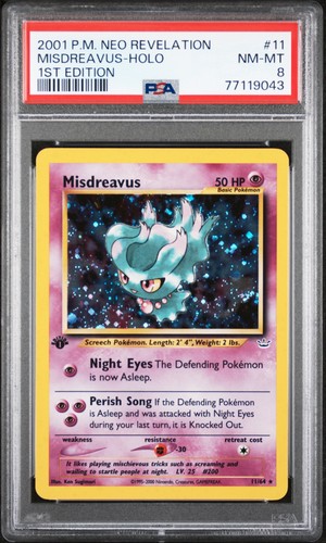 2001 POKEMON NEO REVELATION 1ST EDITION #11 MISDREAVUS-HOLO PSA 8