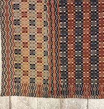 New Primitive Americana RED NAVY COVERLET THROW Woven Tablecloth Blanket