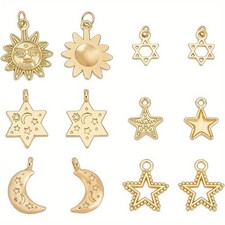 1box 24pcs 6 style Alloy Pendants Long-Lasting with Jump Ring Shapes 4pcs/style