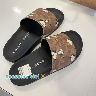 NWT Coach X Peanuts Woman Udele Sport Slide Signature With Snoopy