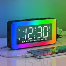 Kids Alarm Clock with RGB Night Lights - Loud Dual Alarm for Heavy Sleepers, Non