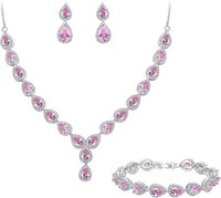Schmuckset Damen Zirkonia Infinity Halskette Armband Ohrringe