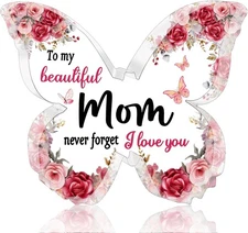 Mom Gifts from Daughters Sons Butterfly Acrylic Plaque Mother Birthday clear 