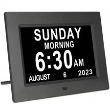 7 Inch Clock With Day And Date For Elderly Large Display Digital Clock 5 Alarm 3
