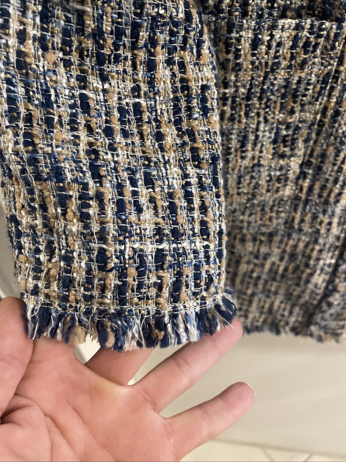 J McLaughlin Small Boucle Walker Jacket Blue Tan … - image 7