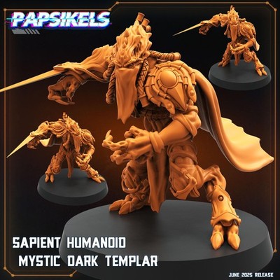 Sapient Humanoid Mystic Dark Templar Miniature: Sci-Fi Alien Assassin - Papsikel