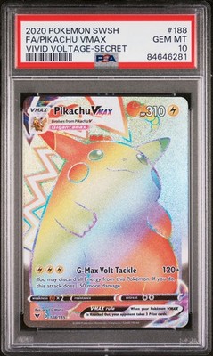 PSA 10 2020 POKEMON SWORD & SHIELD VIVID VOLTAGE #188 FA/PIKACHU VMAX VIVID VOL.