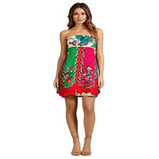 Anthropologie Farm Rio Mini Dress size M Strapless Floral Multicolor Boho