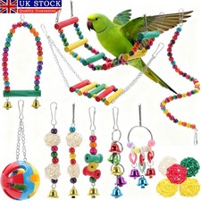 15 Pack Parrot Toys Set Metal Rope Ladder Small Stand Budgie Cockatiel Cage Bird