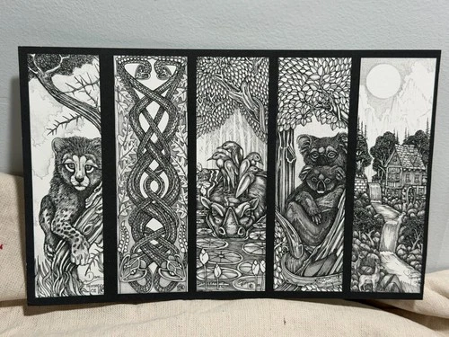 Vintage Thompson Fine Arts Bookmarks Lot of 9!  #2  Nature/Dragon/Animals
