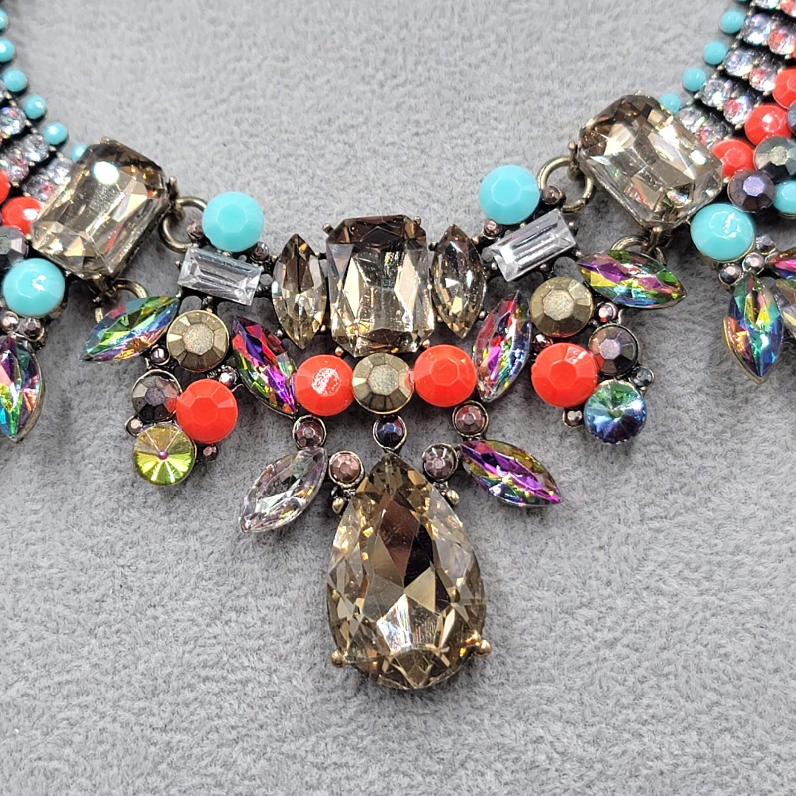 Statement Bib Necklace Multicolor Rhinestone Cost… - image 5