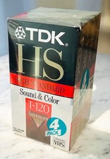 TDK T-120HS Premium Quality VHS Cassettes Tapes - New Sealed Pack / Lot of 4