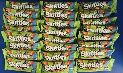 ALL 24 BBAGS! Skittles Sour Fruity Chewy Candy, Full Size, 3.30oz. *BB: 06/2026*