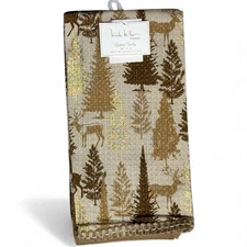 Nicole Miller Gold Deer Forest Deer Kitchen Towels Farmhouse Holiday Decor 3pc