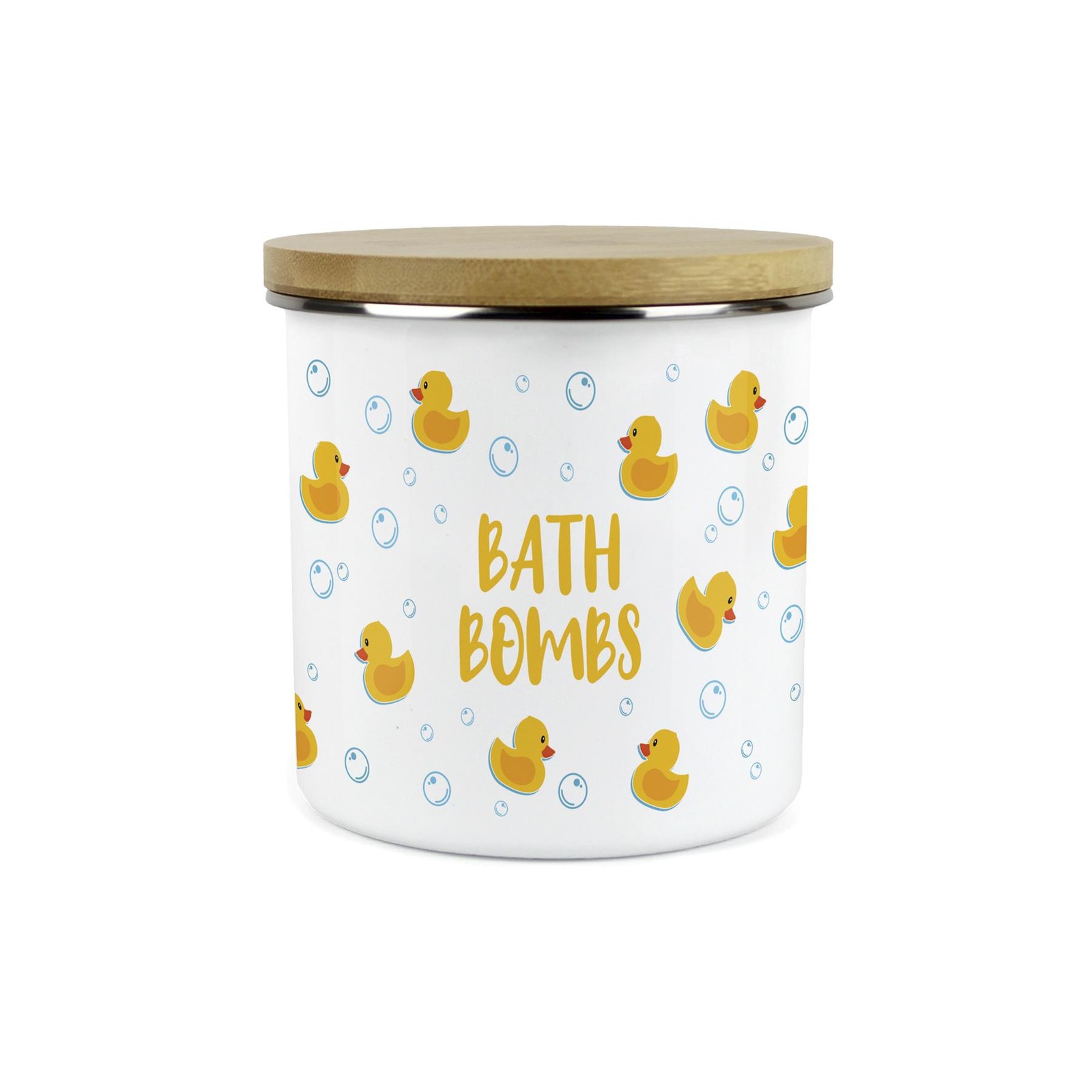 Bath Bomb Storage Canister - Rubber Ducks 1.2L Enamel Bathroom Container Gift