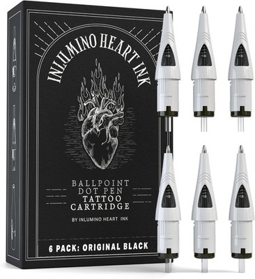 Tattoo Practice Cartridges Ballpoint Ink 6 Pack Oil-Based for Rotary Machines