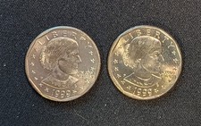 1999 P&D Susan B Anthony SBA Dollars  (2 Coins) UNC FREE SHIPPING!