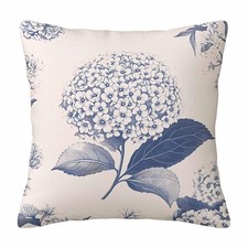Vintage Floral Throw Pillow Cover,Navy Blue Hydrangea Line Art Decorative Pil...