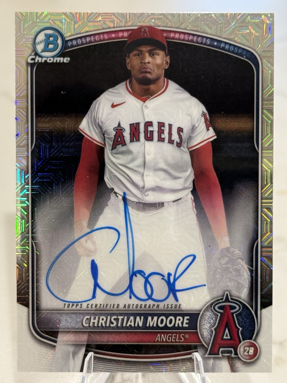 2025 Bowman Chrome Mojo Prospects Christian Moore Auto #BMA-CMO LA Angels