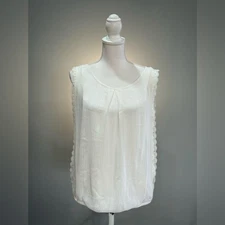 White AB Studio Layered Sleeveless Blouse Size M EUC