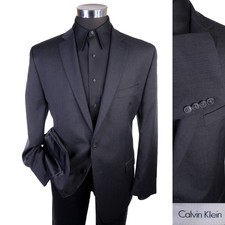 Calvin Klein 42R SLIM Wool Solid Gray Charcoal 2-Button Blazer Jacket Sport Coat