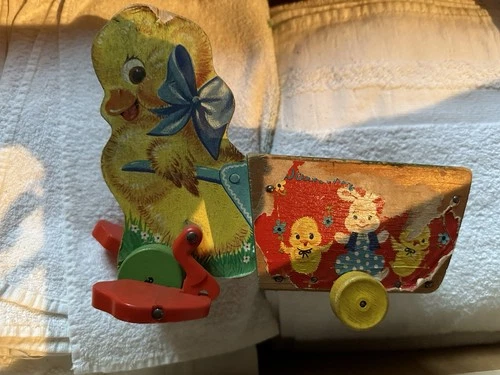 Fisher Price Vintage Duck with Cart Pull Toy