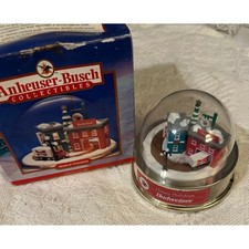 Vintage 1996 Anheuser-Busch Budweiser ERTL Musical Ornament Snow Globe in Box