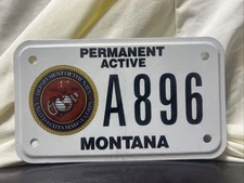 UNITED STATES MARINE CORPS ACTIVE (DUTY)  MONTANA MOTORCYCLE LICENSE PLATE  A896