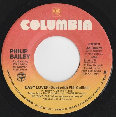 Philip Bailey Duet With Phil Collins   Easy Lover, Canada 7'' 45rpm record