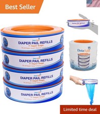 4-Pack Diaper Genie Compatible Refills with 1300 Count - Odor Control Solution