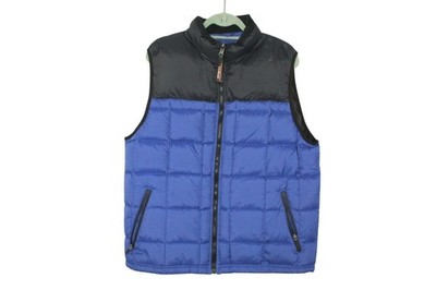 LL Bean Down Vest Mens Blue Black Puffer Goose Down Full Zip Outdoor Large