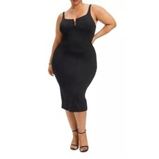 NWT Good American Scuba U Ring Corset Midi Dress Black 5 2X Summer Basics Tank