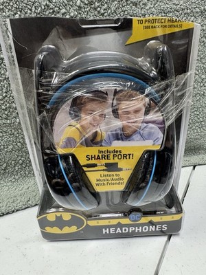 eKids Batman DC Comics Wired Headphones Black/Blue Share Port Adjustable