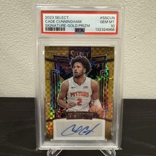CADE CUNNINGHAM 2023 SELECT GOLD PRIZM REFRACTOR AUTO AUTOGRAPH #10/10 PSA 10