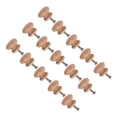 15 Pcs Wooden Mushroom Drawer Knobs Pull Handles for Home Cabinet Furniture