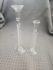  2- PYREX Glass 10mL Single Metric Scale Graduated Cylinder Hex Base 3022 & 3025