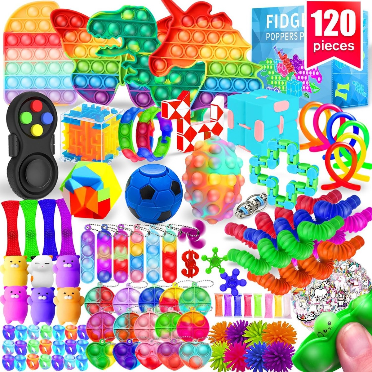 120-PC Fidget Toy Bulk Set for Kids Adults Stress Relief ADHD Autism Party  Gift - Main Image