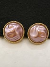 Vintage Coro Pink Faux Pearl Stud Earrings Gold Tone Clip On — photo 2