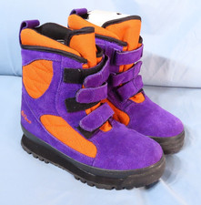 VTG LL L.L BEAN Suede Leather WINTER SKI SNOW BOOTS Purple/Orange YOUTH GIRLS 2