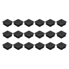18Pcs Square Plastic Plugs 25 x 25mm PE Pipe Tubing End Caps for Tube Black