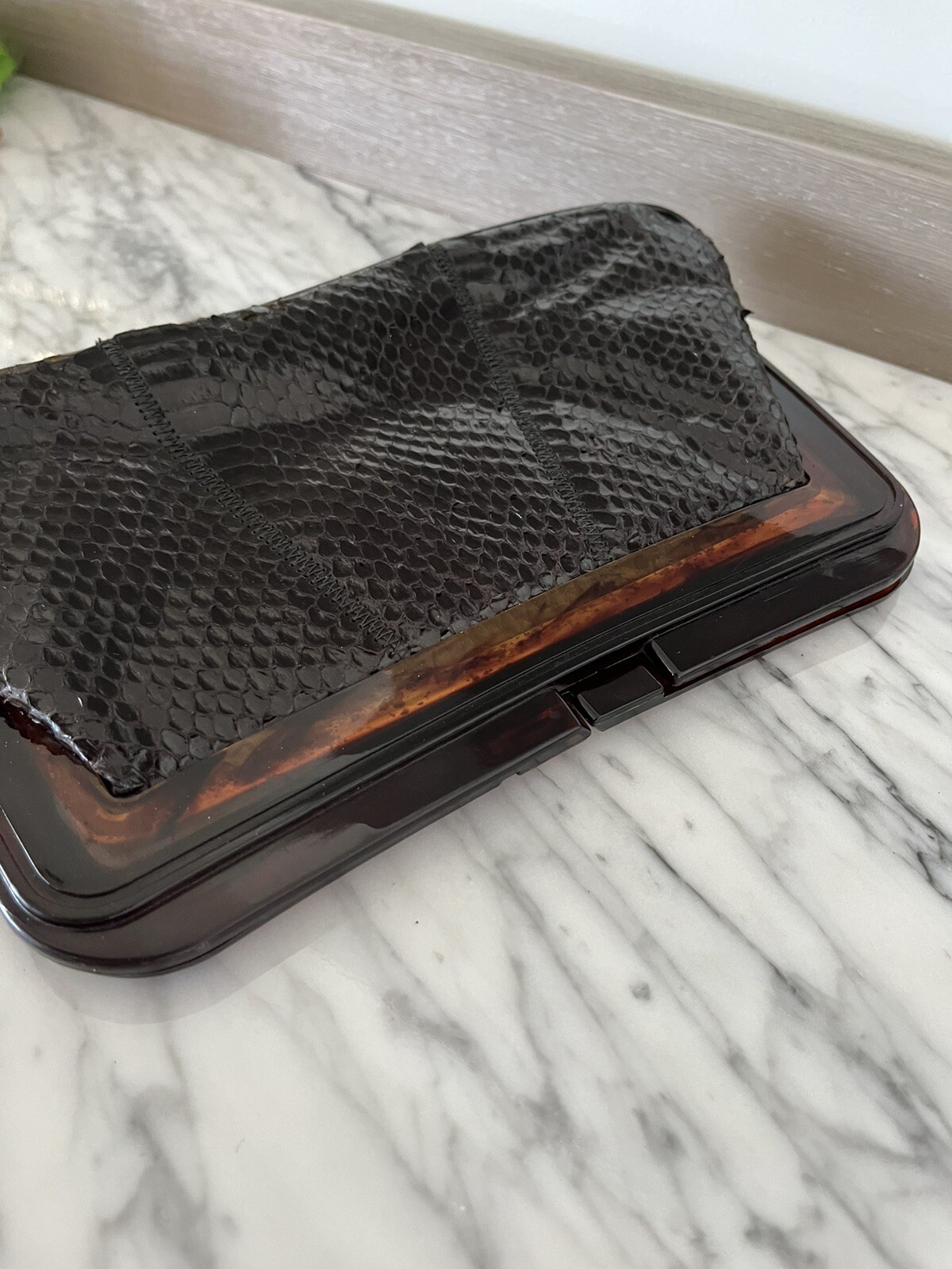 Margolm Black Python Snakeskin Tortoise Bakelite … - image 8