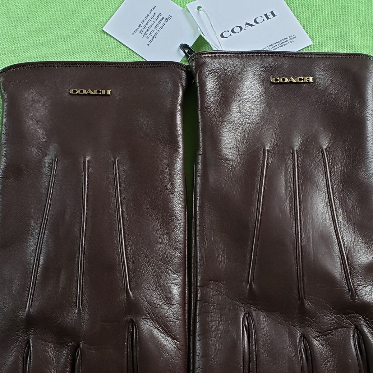 COACH TECH NAPA GLOVES:NWT MAHOGANY BROWN EXTRA LARGE 33083