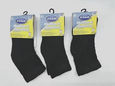 NEW 3 PAIRS DR SCHOLL'S DIABETES CIRCULATORY ANKLE  SOCKS MADE IN USA BLACK LARG