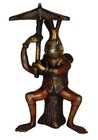 Frog with Umbrella Figure Handmade Brass Sculpture Statue Table Decor Figurine