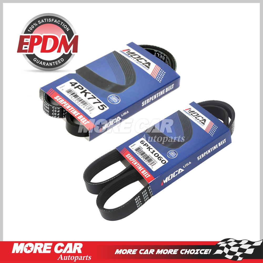 Nissan Quest 2004-2009 3.5L DOHC Drive Belt Set of 2 4PK775-6PK1065